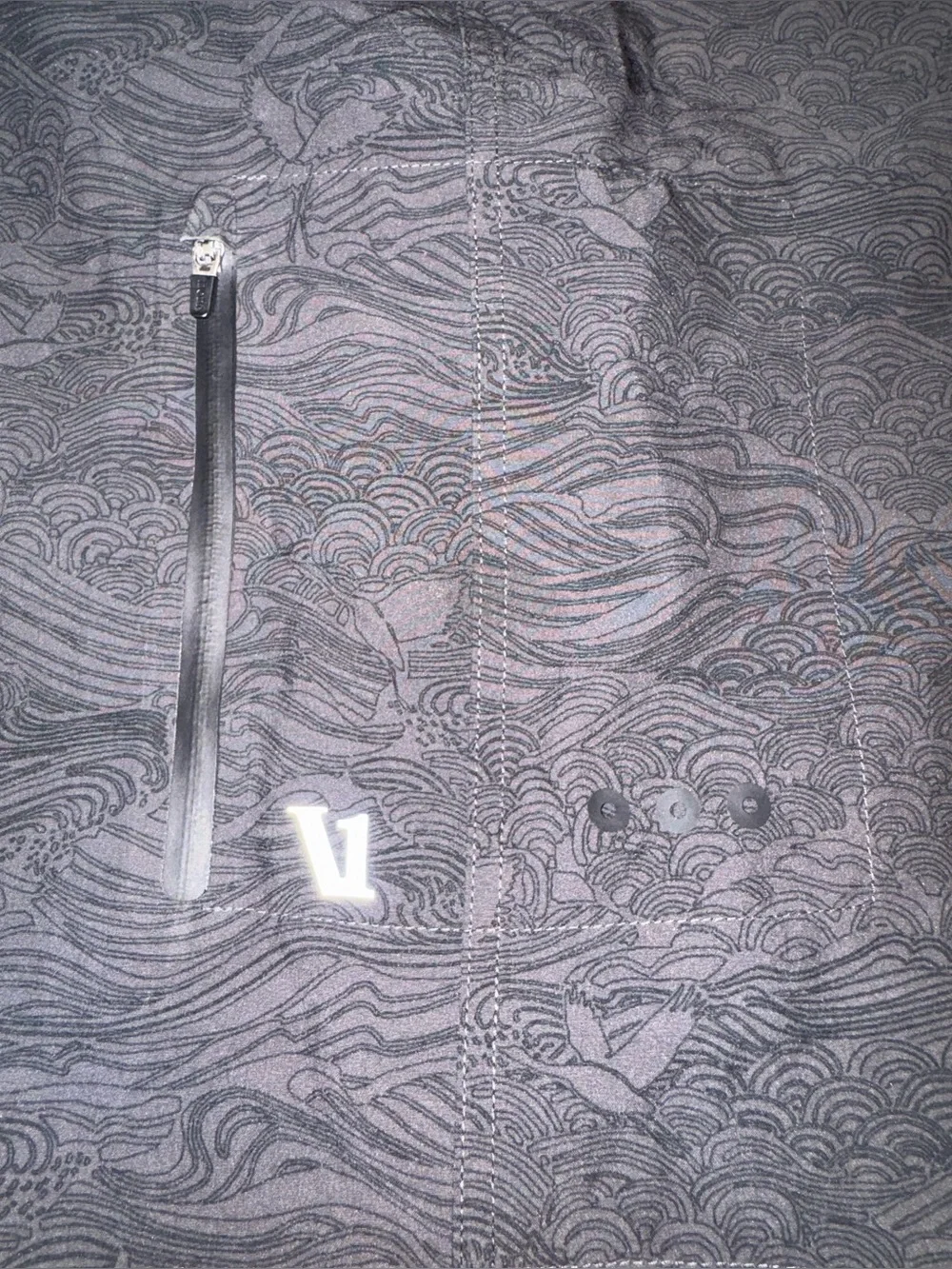 Vuori The Rise Boardshort V383 Gray Crane Wave Print Men’s Board Shorts Size 30